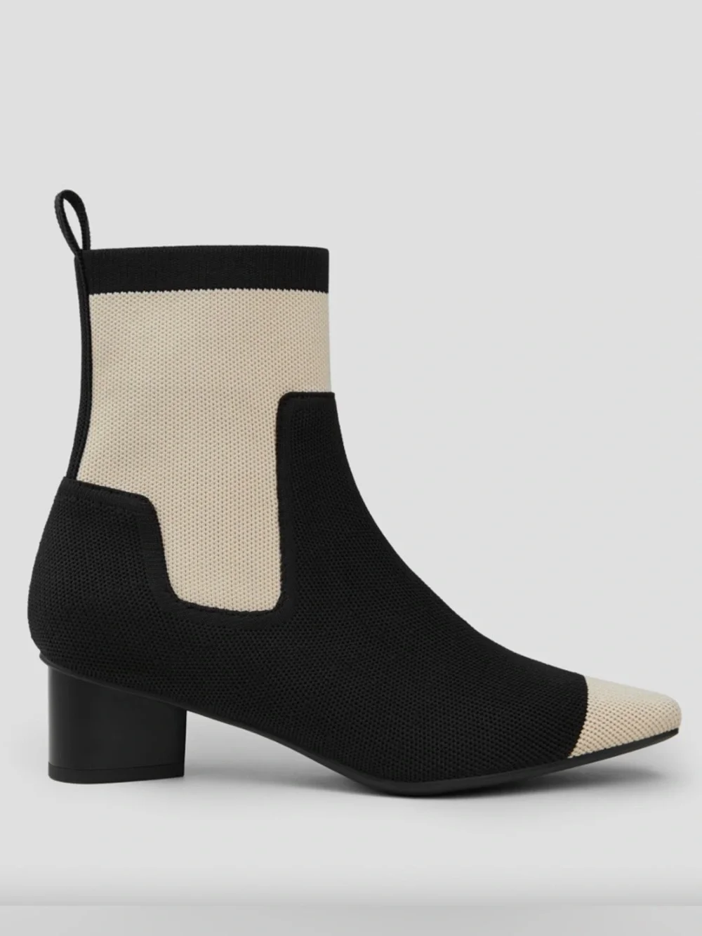 Vivaia Theresa Small Square Toe Water Repellent Boots Ivory Cream‎ Black Size 9